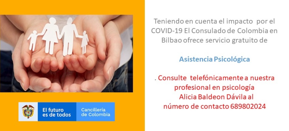 El servicio de Asistencia Psicológica por teléfono ofrece el Consulado de Colombia en Bilbao 