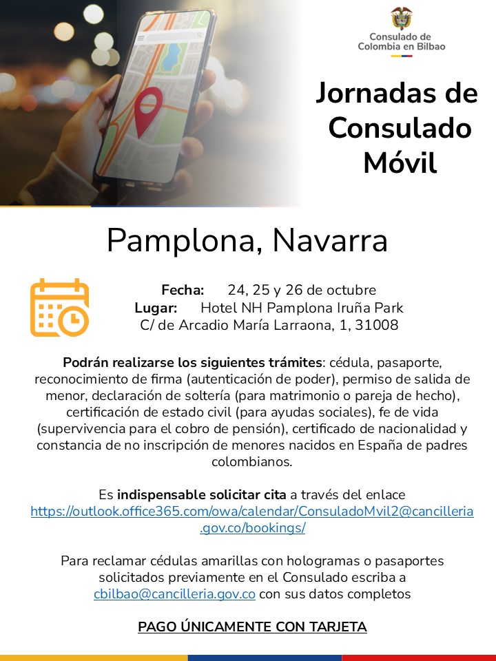 Consulado Móvil Pamplona en octubre 2024