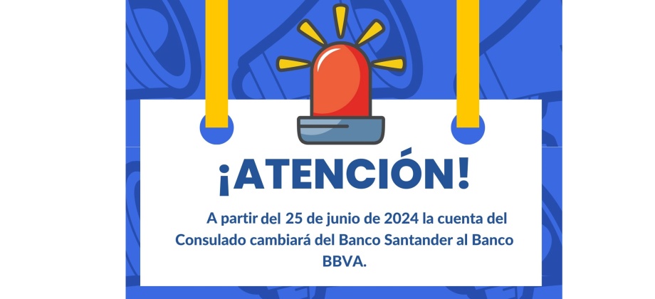 Banner que anuncia el cambio de la cuenta bancaria