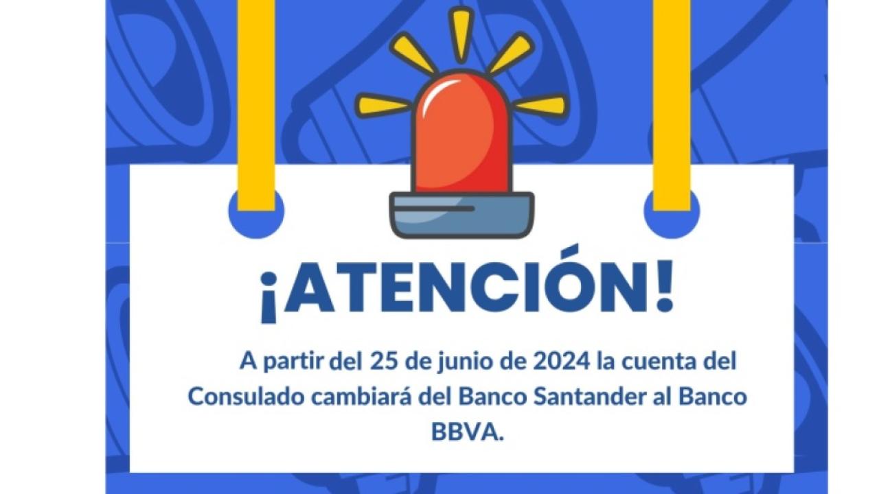 Consulado en Bilbao cambia su cuenta bancaria para pago de trámites