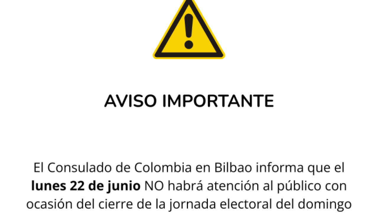 Boletín suspensión de atención al publico lunes 22 de junio