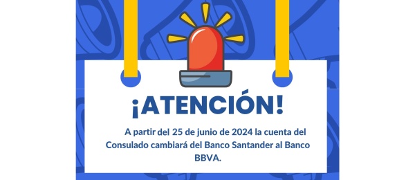Banner que anuncia el cambio de la cuenta bancaria
