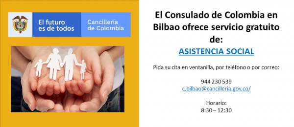 El Consulado de Colombia en Bilbao ofrece servicio de asistencia social